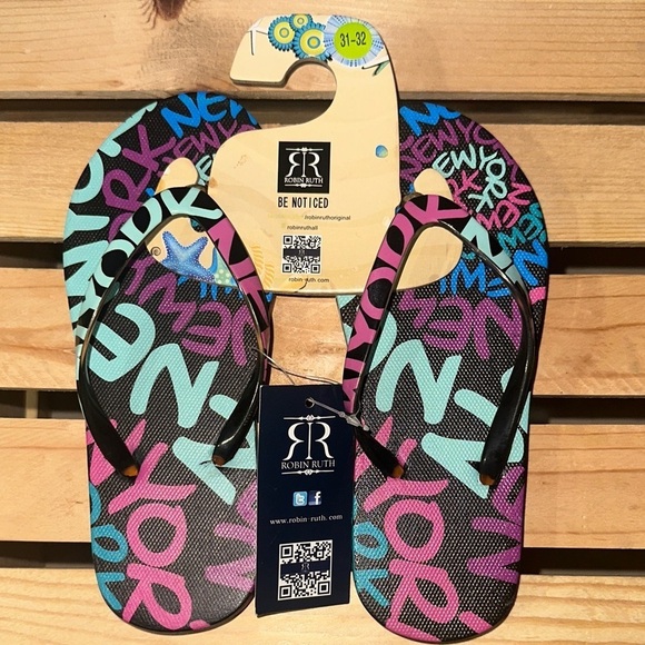 Robin Ruth Other - Robin Ruth Kids Flip Flops - Black, Pink, and Blue Sz. 31-32